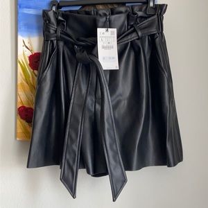 High rise leather shorts